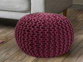 David - Pouf Strickhocker - bordeaux - 100% coton recyclé - Ø 45 cm